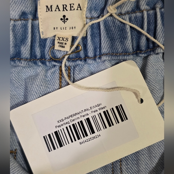 MAREA By Liz Joy Paper Bag Light Blue Denim With Drawstring Size XXS NWT - Picture 9 of 9